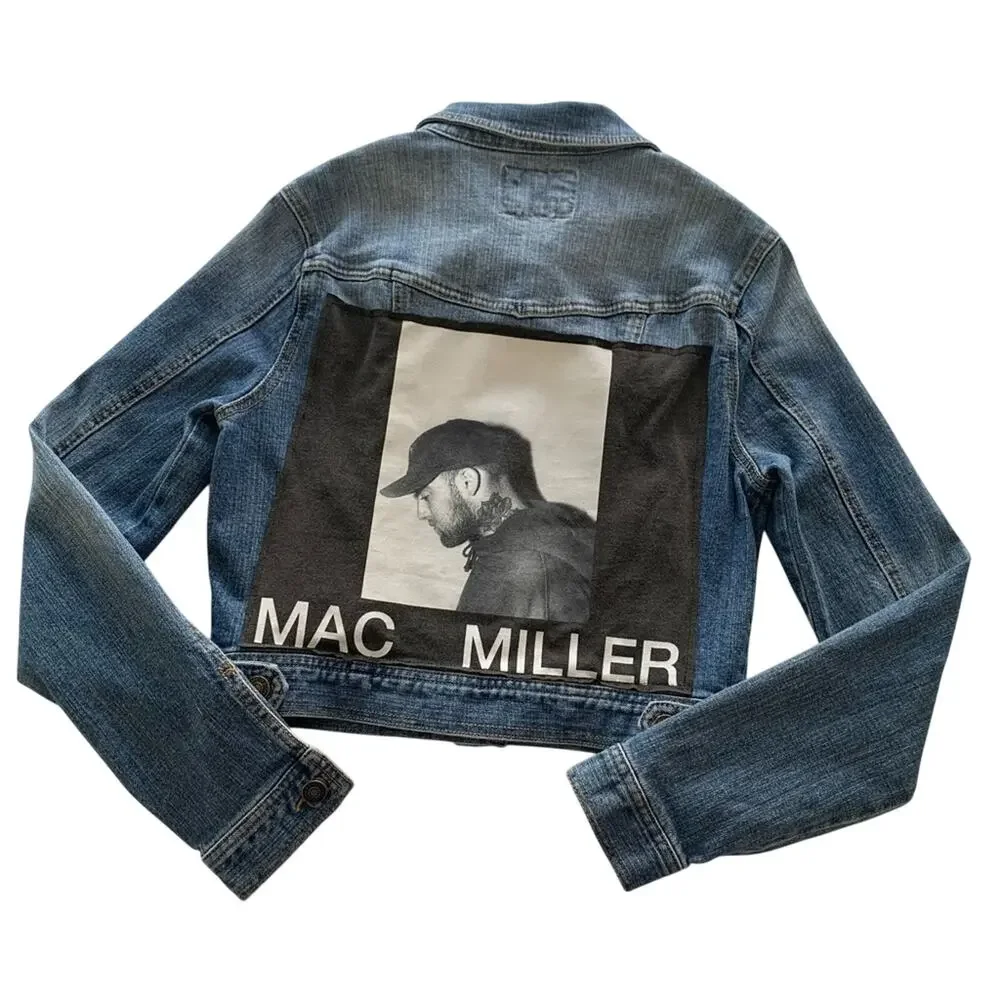 Via Penny Lane Reworked Apparel | Mac Miller Custom Graphic Denim Jacket Small - Picture 8 of 8
